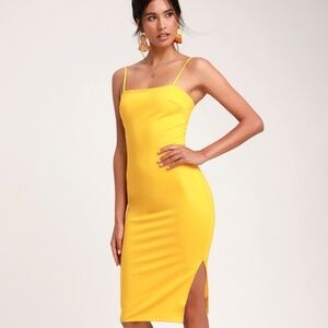 Lulus Paulina Yellow Bodycon Midi Dress - Size XS worn Once